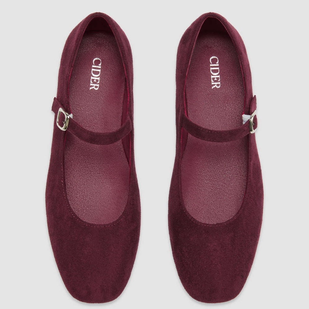 SOLD Cider Burgundy Red Flats Sleek Mary Jane Style